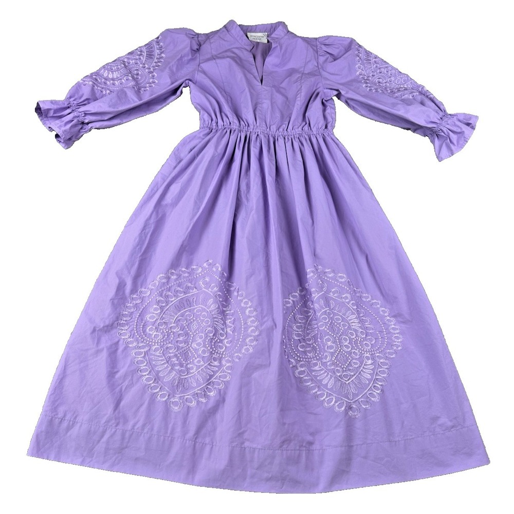 Hyacinth House Women's Dress Embroidered Dowling Midi Size Small In Lilac